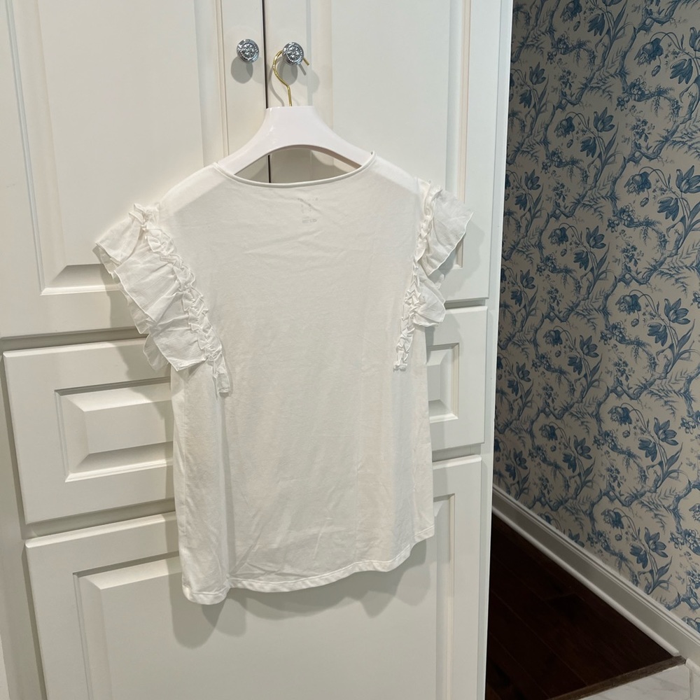 WHITE RUFFLE SLEEVE T SHIRT - Picture 4 of 4